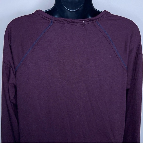 MEDIUM JOLT DARK PURPLE LONG SLEEVE TOP LACE EMBROIDERED NECKLINE - Picture 7 of 9